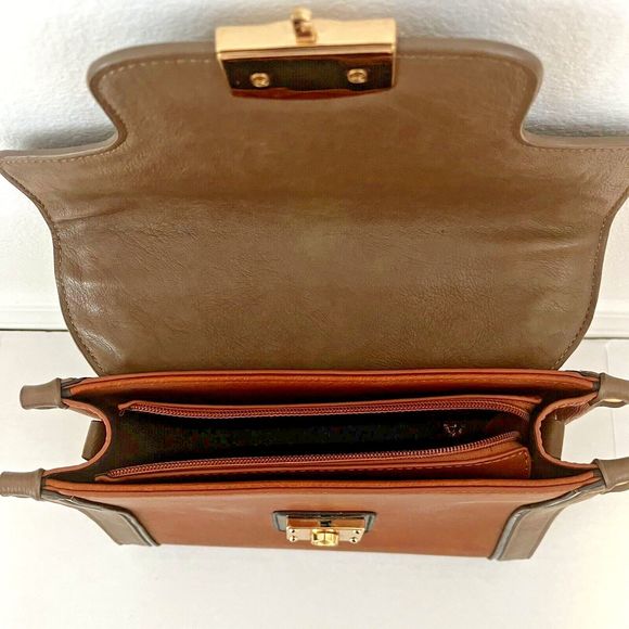 Melie Bianco Brown Satchel Top Handle Shoulder Bag - Picture 6 of 6